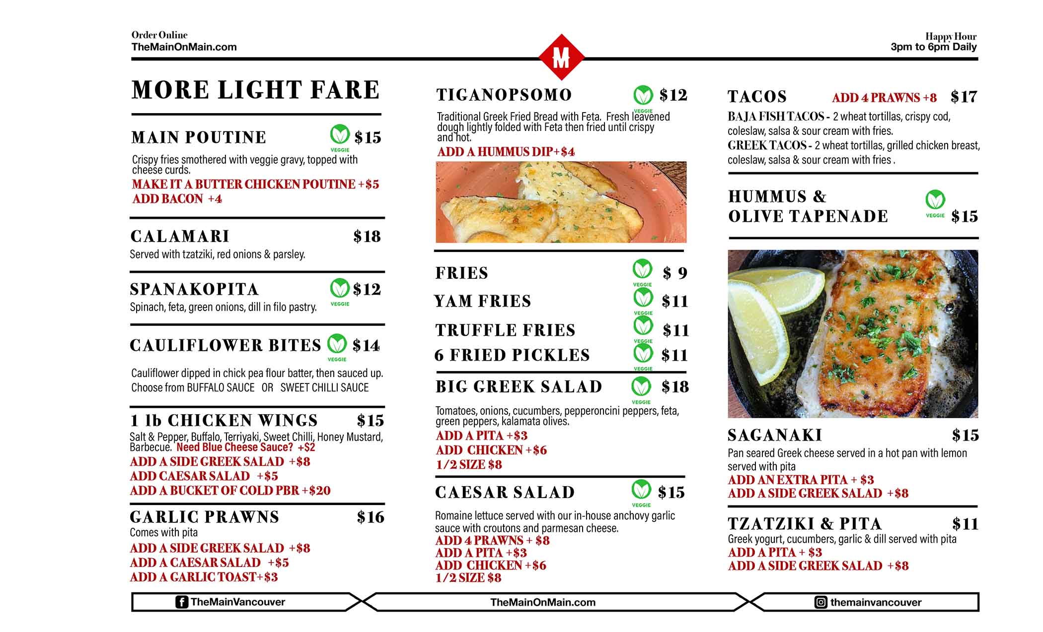 The Main Dinner Menu Page 3